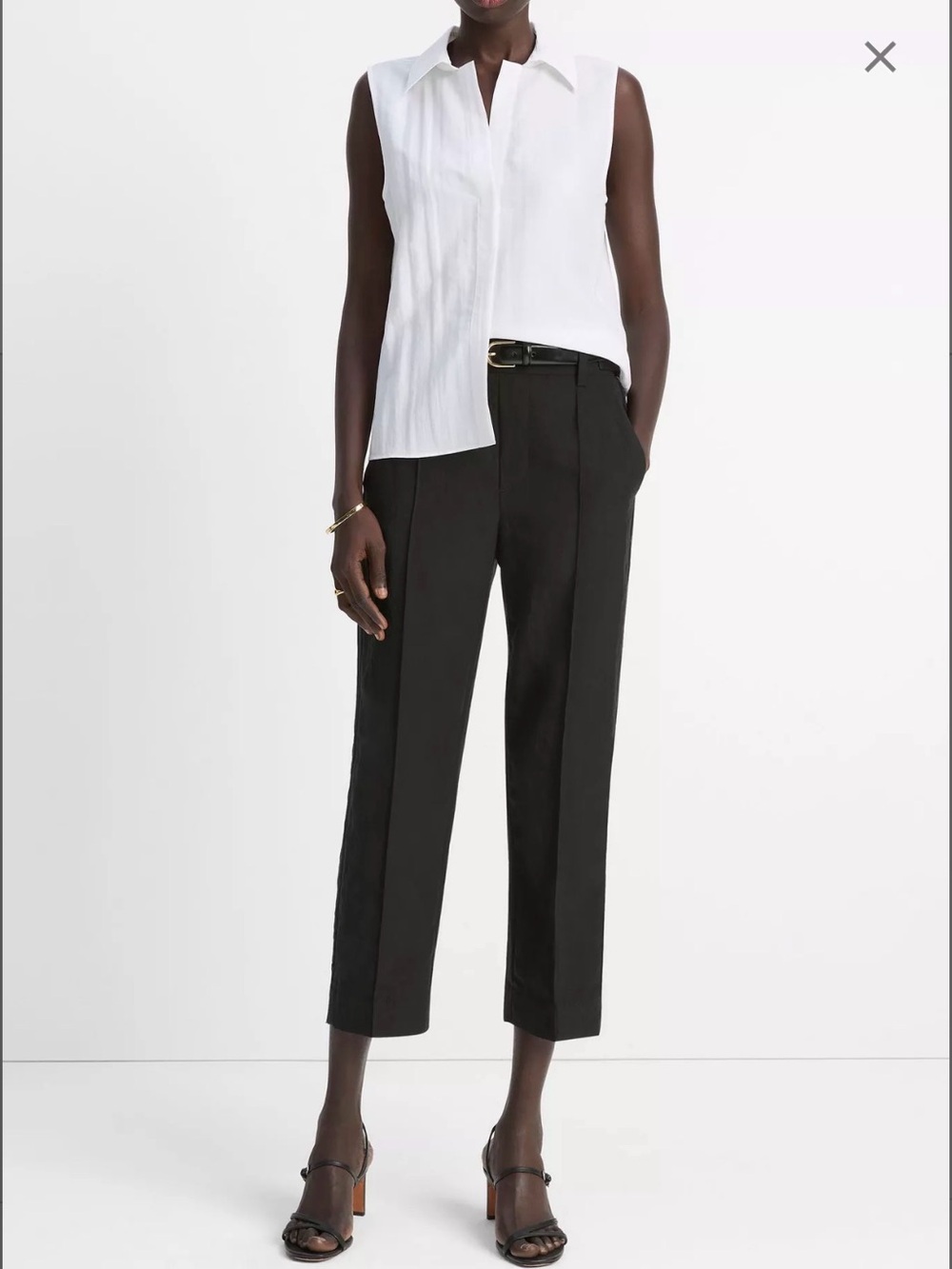 Vince Black Utility Tab-Detail Pull-On Pants Tencel Wool Blend Wide Leg Large L